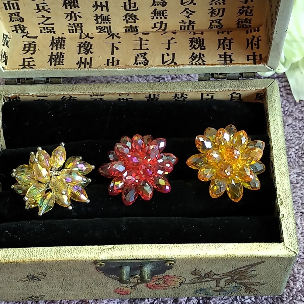 💍💍💍 3 Fun adjustable bling rings💍💍💍